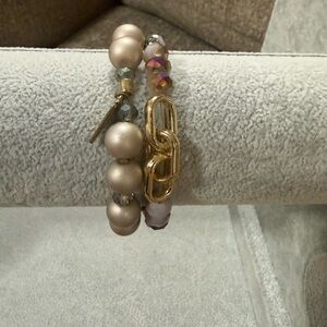 Erimish Gold and Champagne Bead Bracelet Set